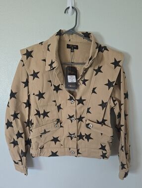 Balboa | NWT Tan Black Stars Denim Structured Jacket Size Medium